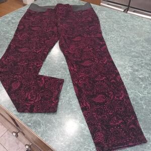 One Five One Dressy Pull On Flocked Velvet Brocade Pants Size L Vamp Goth Fall
